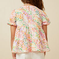 Abstract Multi Color Dot Peplum Top - That's So Darling
