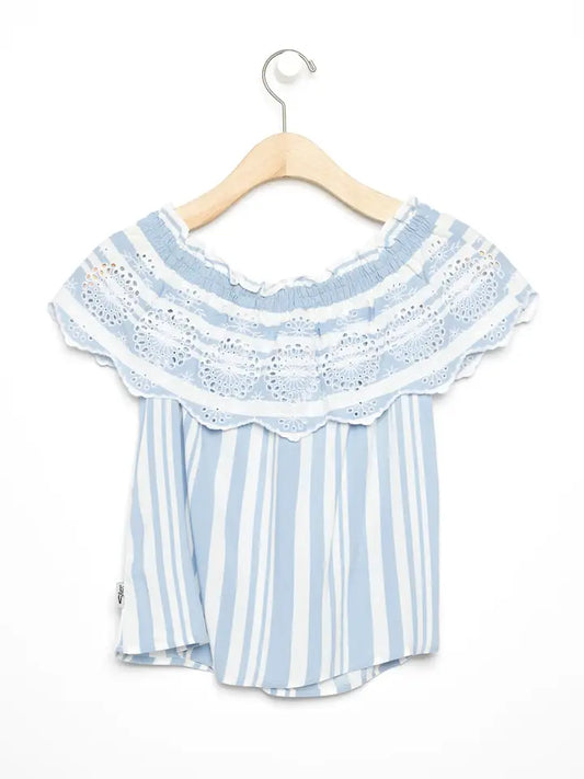 Off-the-Shoulder Stripped Blouse