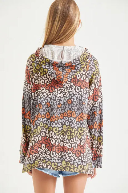 Oversized Leopard Print Tunic Hoodie Sweater - That's So Darling