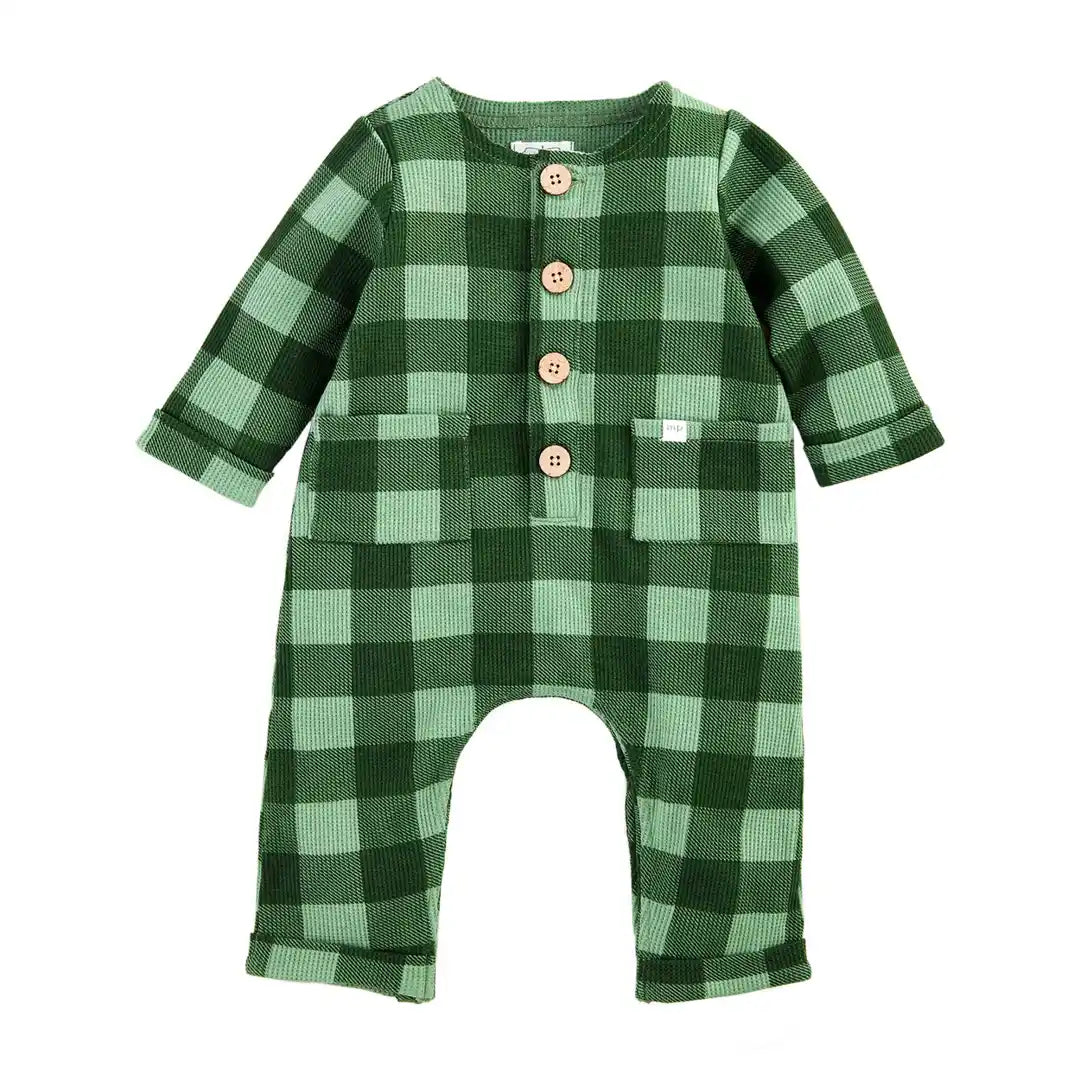 Green Plaid Waffle Bodysuit