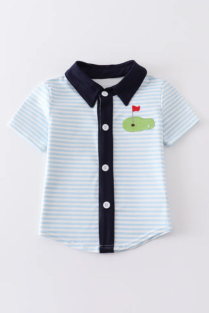 Stripe Golf Embroidered Shirt