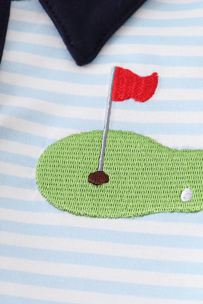 Stripe Golf Embroidered Shirt