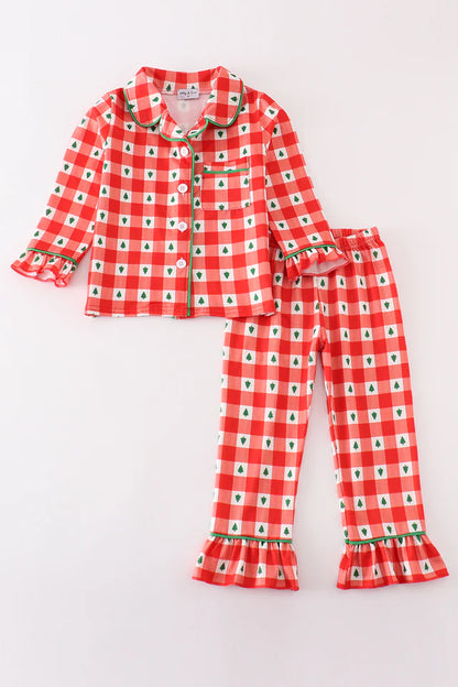 Red Gingham Christmas Tree Pajamas