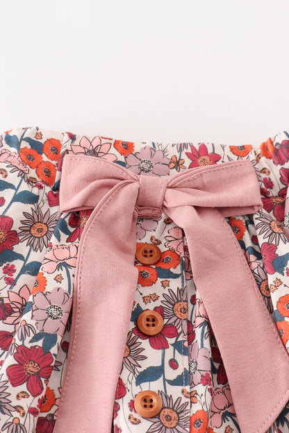 Pink Floral Ruffle Skirt Set