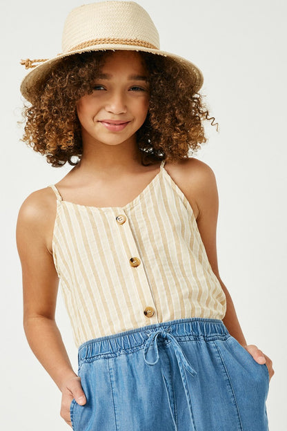 Striped V Neck Buttoned Cami - That's So Darling