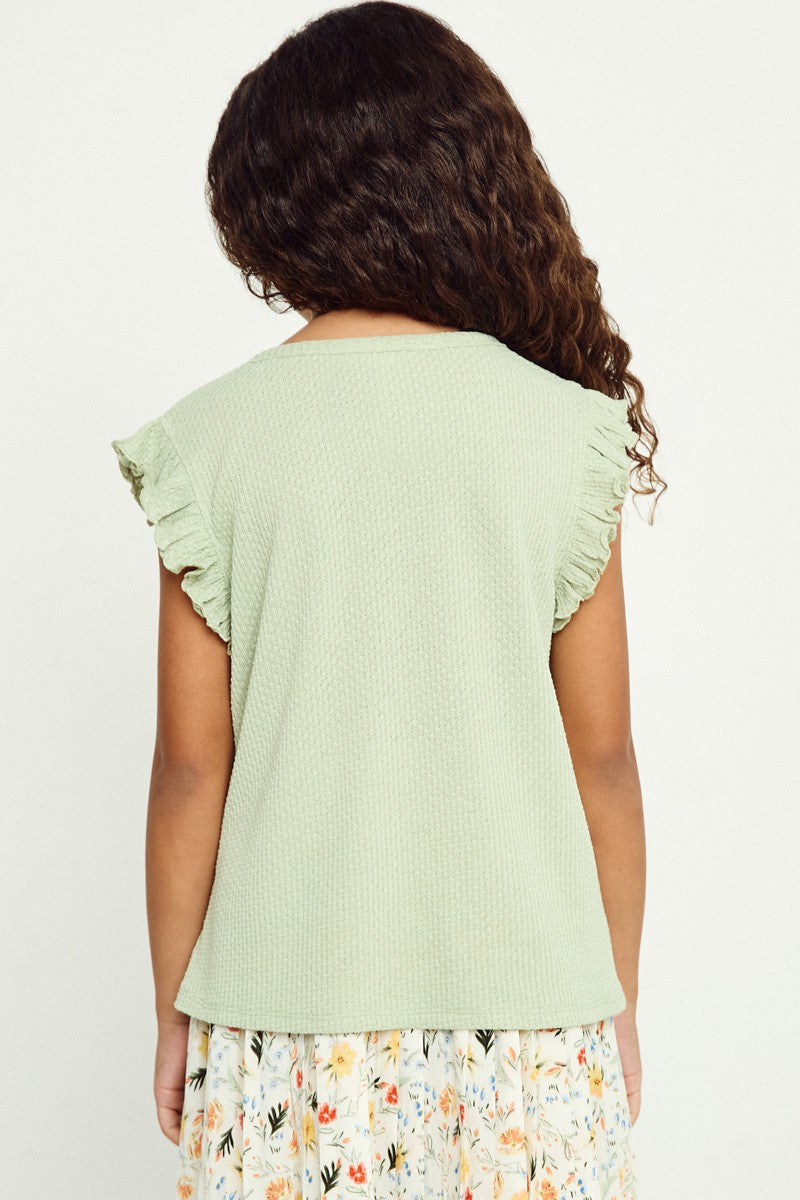 Textured Knit Ruffled Tank - That's So Darling