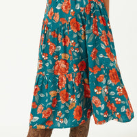 Floral Elastic Waist Midi Skirt - That's So Darling