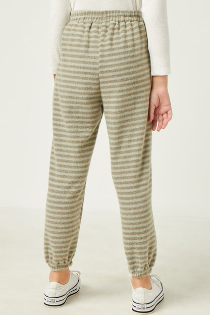 Drawstring Waist Brushed Striped Jogger - That's So Darling