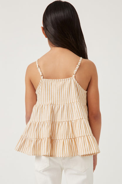 Vertical Stripe Tassel Tie Tiered Tank - That's So Darling