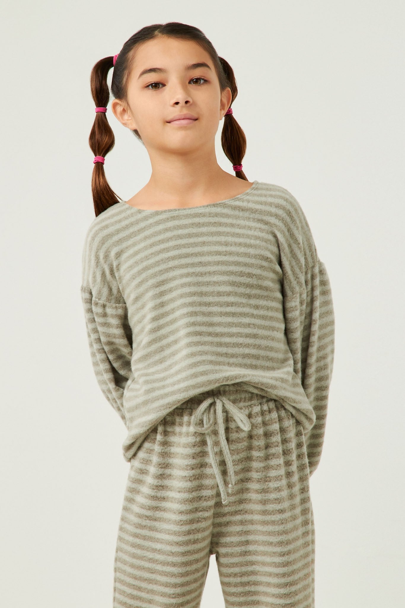 Brushed Stripe Puff Sleeve Knit Top - That's So Darling