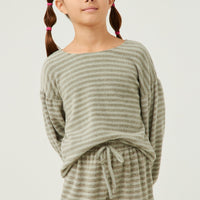 Brushed Stripe Puff Sleeve Knit Top - That's So Darling