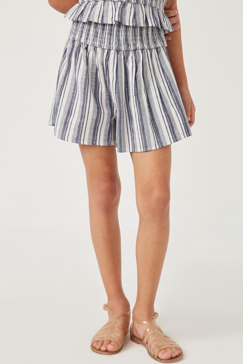 Heathered Stripe Socked Waist Soft Shorts - That's So Darling
