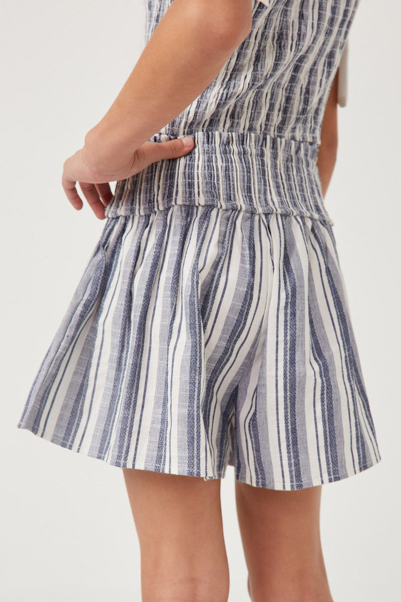 Heathered Stripe Socked Waist Soft Shorts - That's So Darling