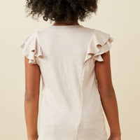 Layered Ruffle Rib Knit Top Taupe - That's So Darling