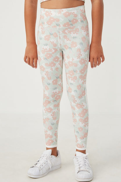 Contrast Side Stripe Floral Active Leggings - That's So Darling