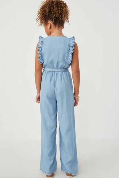 Tencel Buttoned Ruffle Tank Wideleg Jumpsuit - That's So Darling