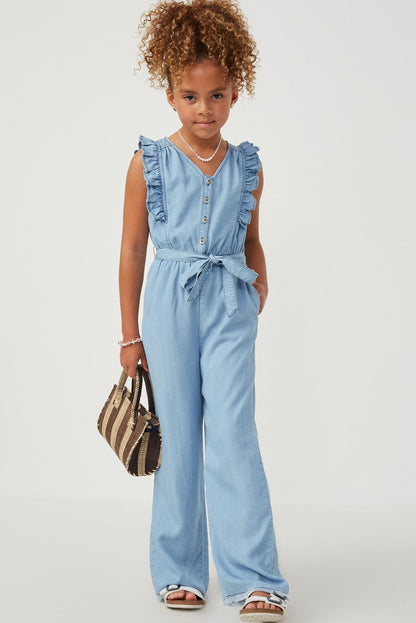 Tencel Buttoned Ruffle Tank Wideleg Jumpsuit - That's So Darling