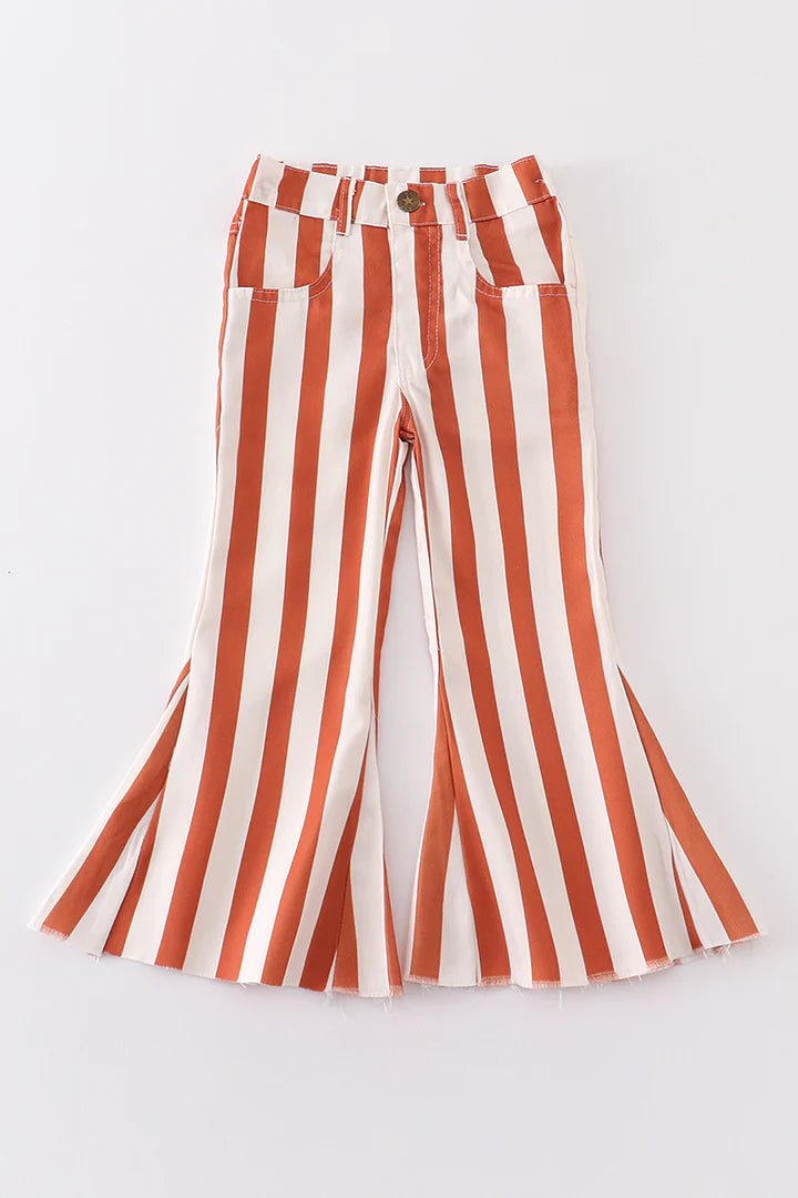 Brown/White Striped Bell Bottoms