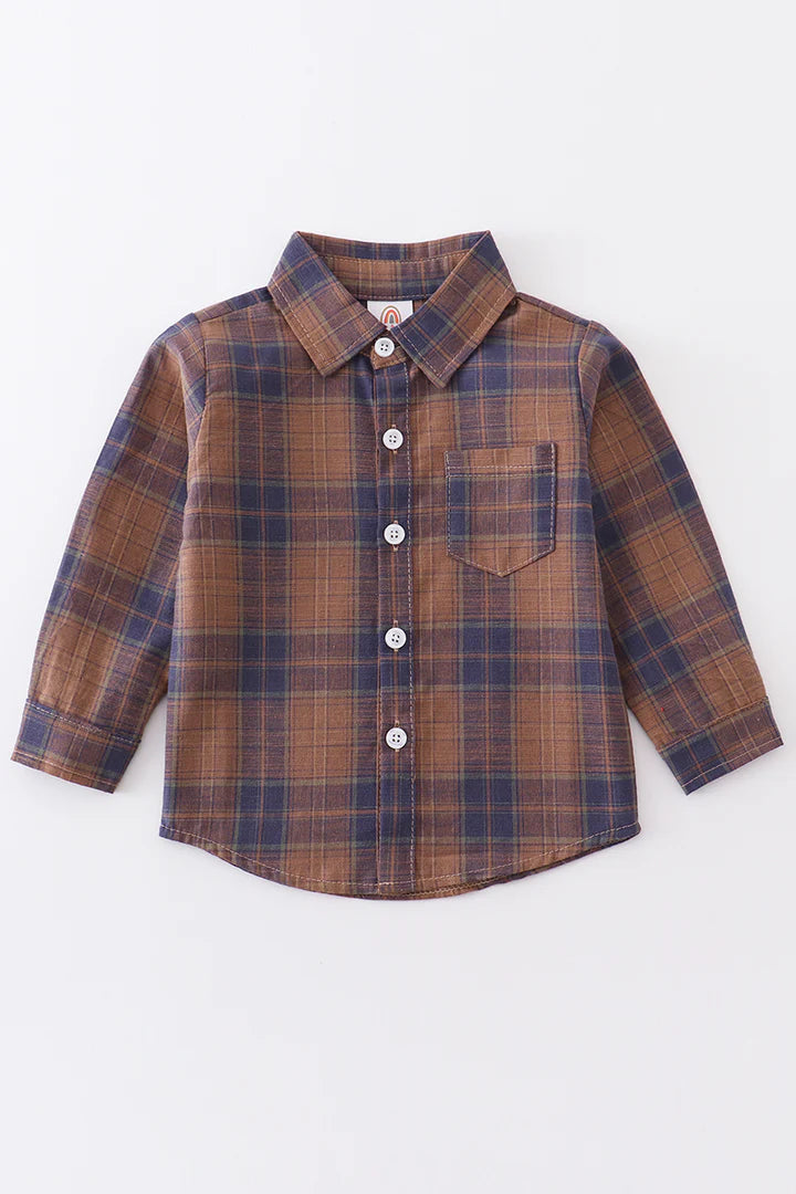 Navy Plaid Button Up