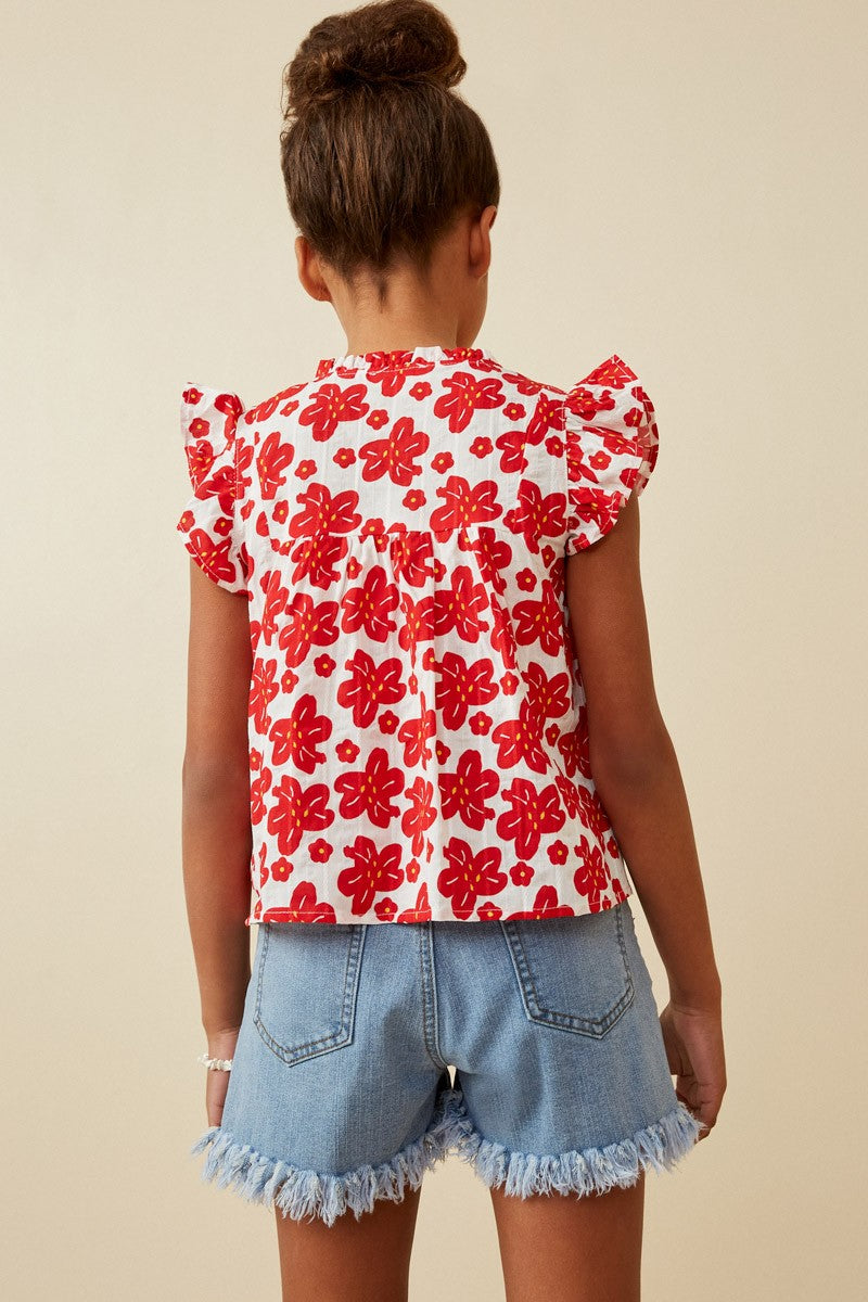 Embroidery Textured Floral Lace Inset Top - That's So Darling