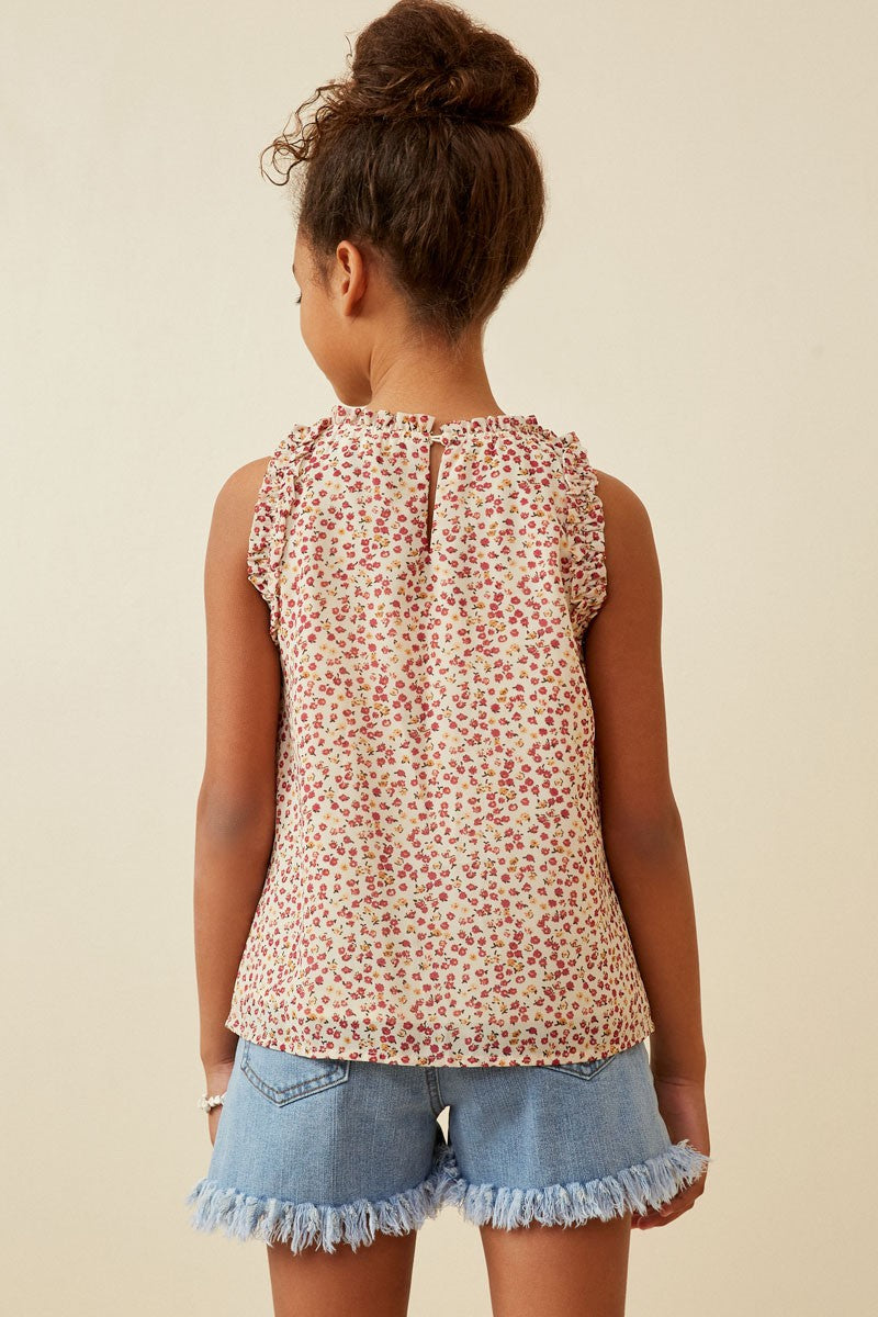 Ruffle Detail Ditsy Tank - That's So Darling