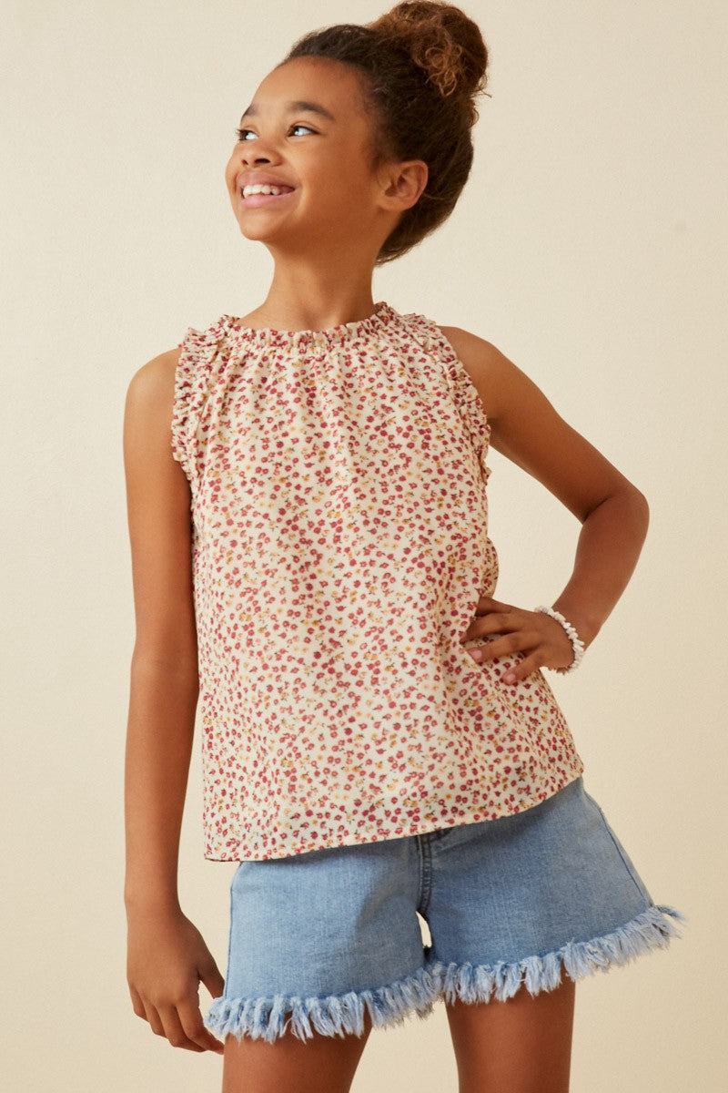 Ruffle Detail Ditsy Tank - That's So Darling