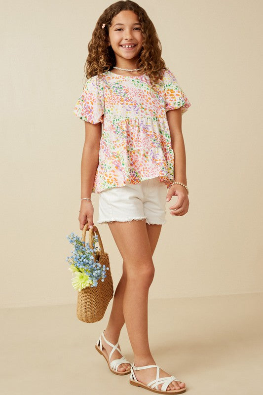Abstract Multi Color Dot Peplum Top - That's So Darling