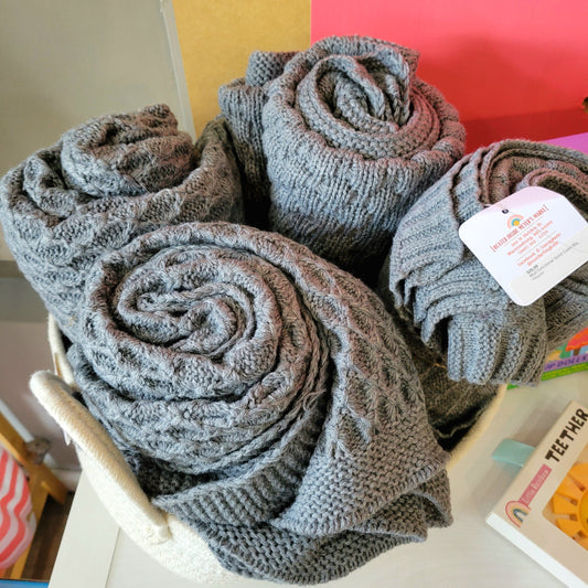 Grey Knit Blanket - That's So Darling