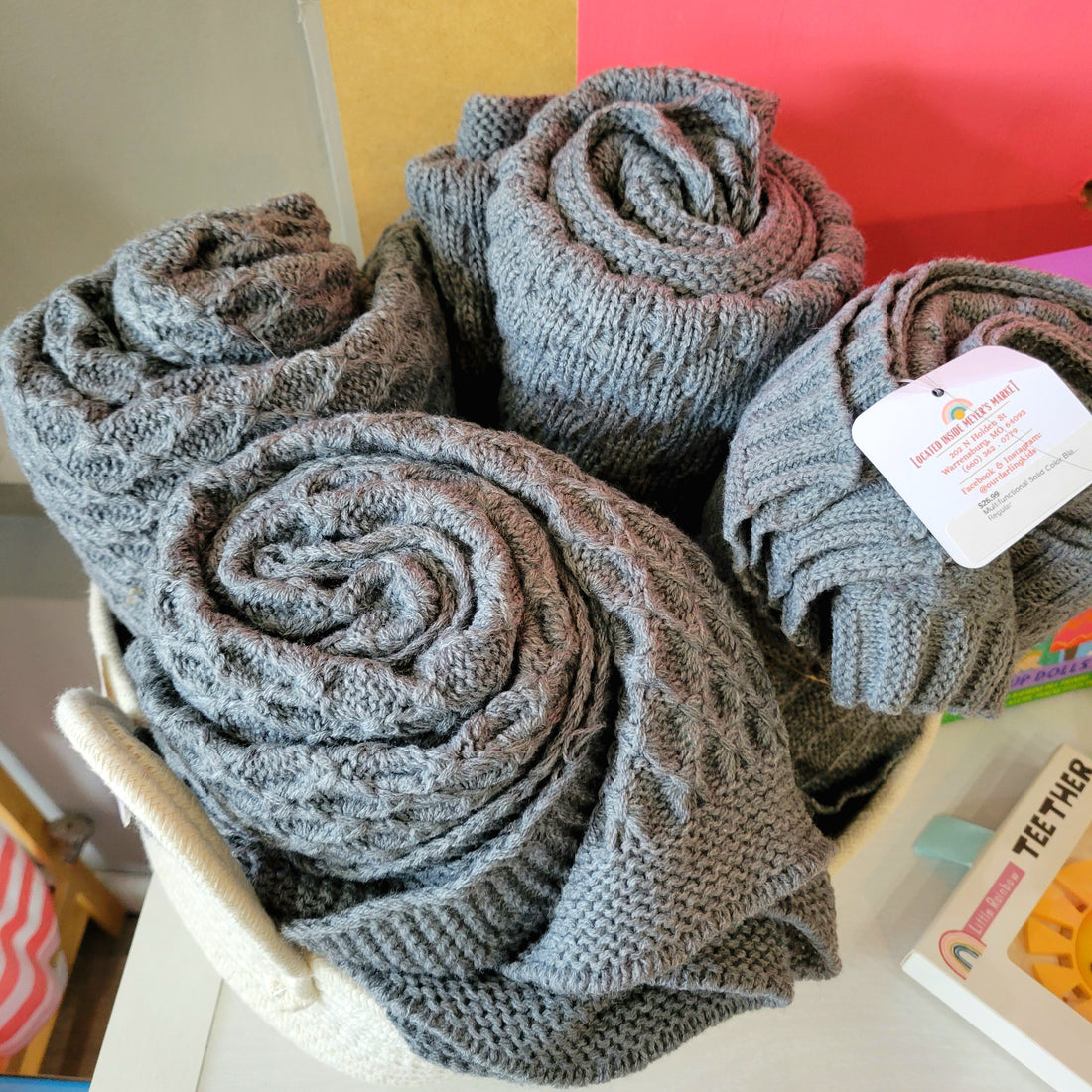 Grey Knit Blanket - That's So Darling