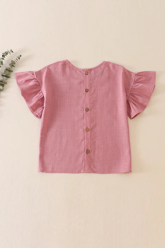 Purple Ruffle Linen Shirt