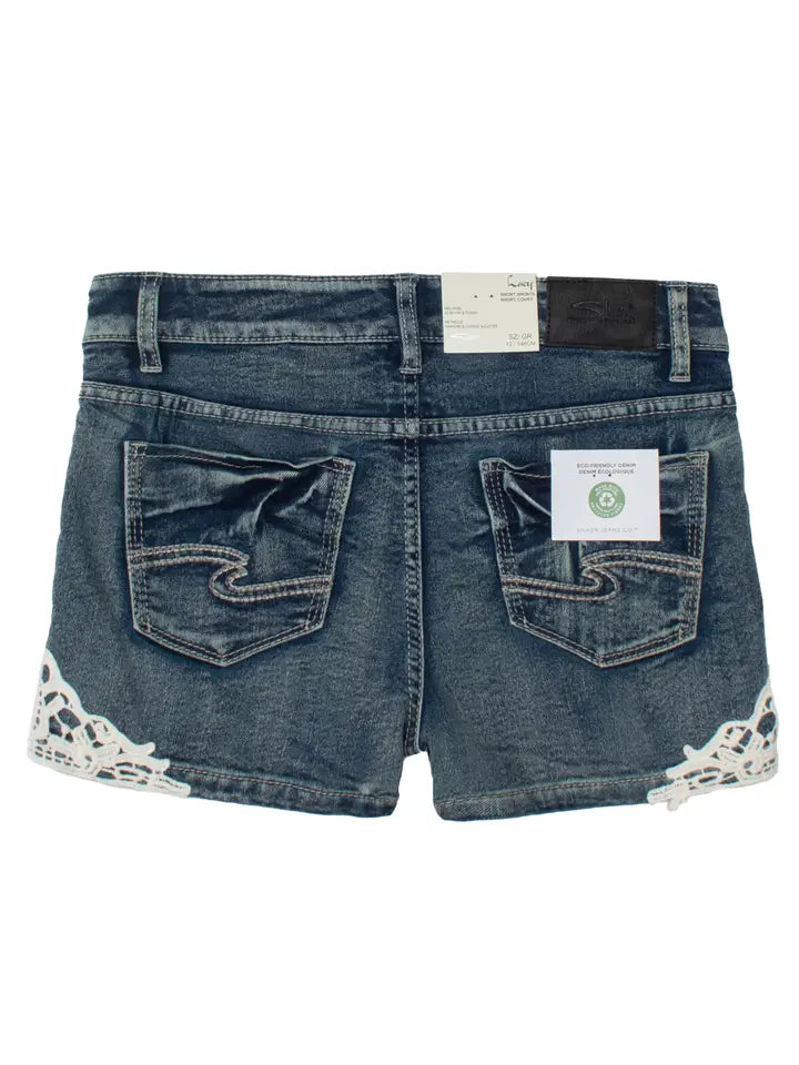 Denim Shorts with Lace Detail