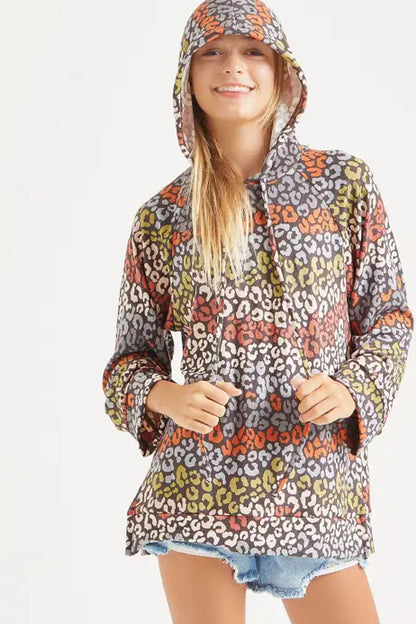 Oversized Leopard Print Tunic Hoodie Sweater - That's So Darling