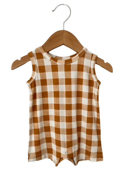 Bamboo Shortie Romper Plaid