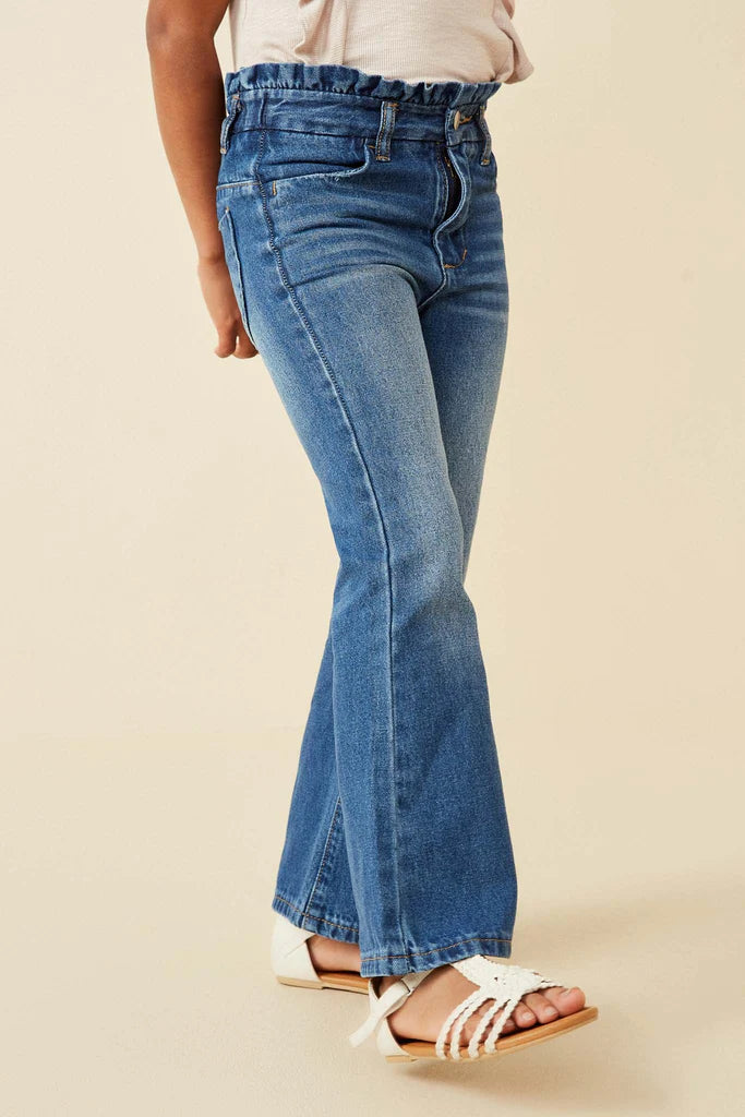 Flared Paper Bag Waist Jeans