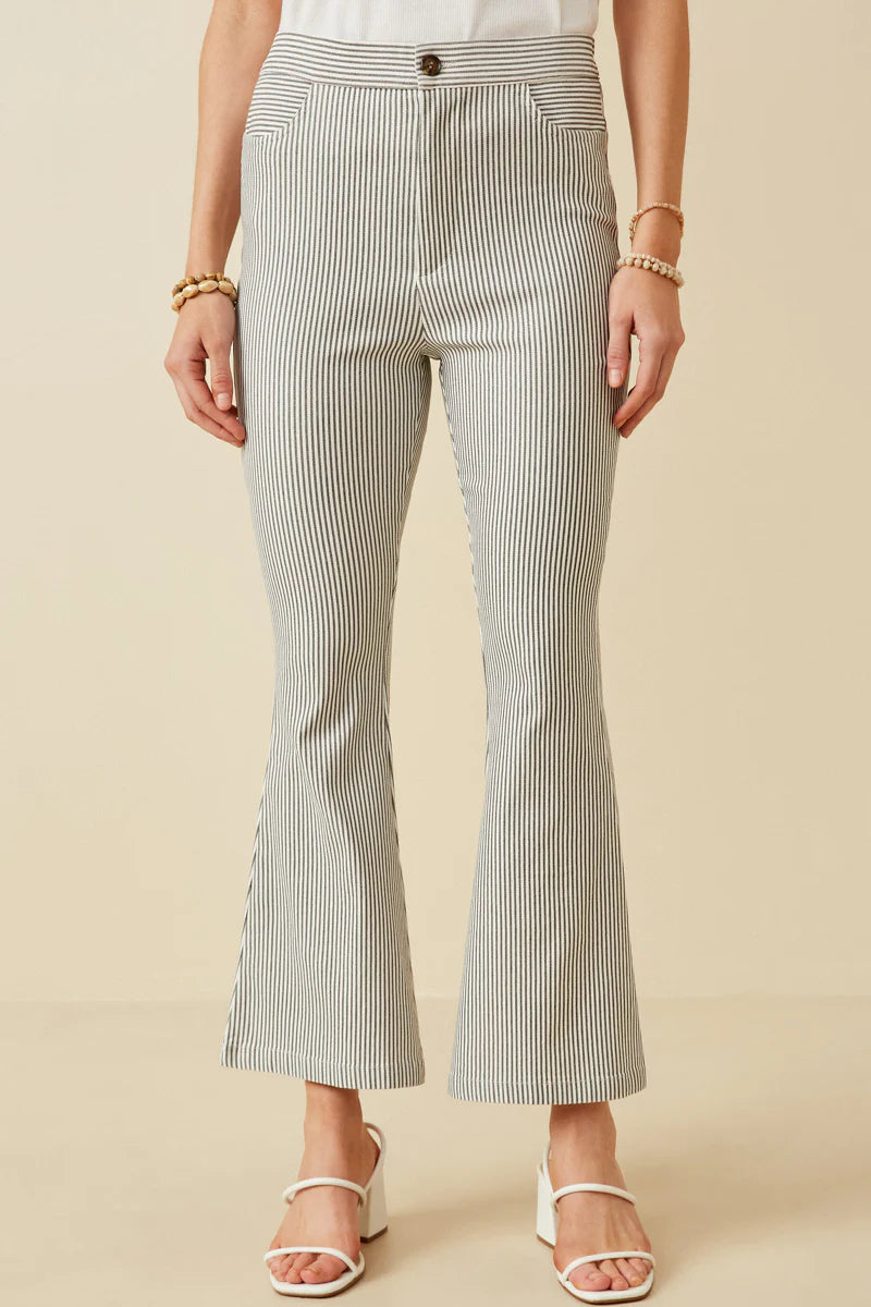 Womens Stretch Pinstripe Flared Pants