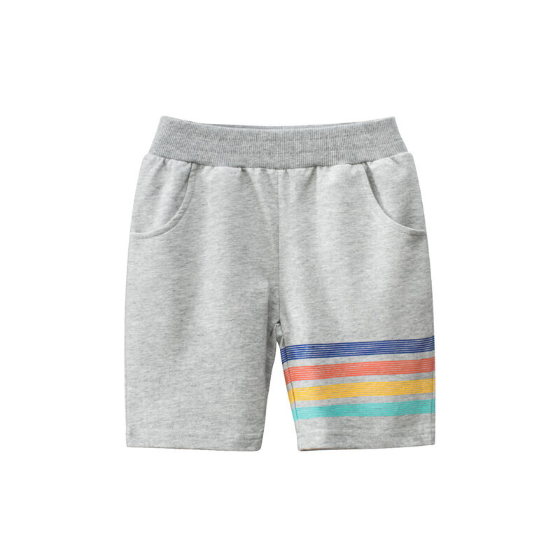 Grey Sweat Shorts Rainbow Striped - That's So Darling