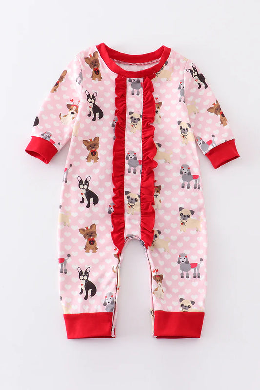 Pink Puppy Love Jammie Romper