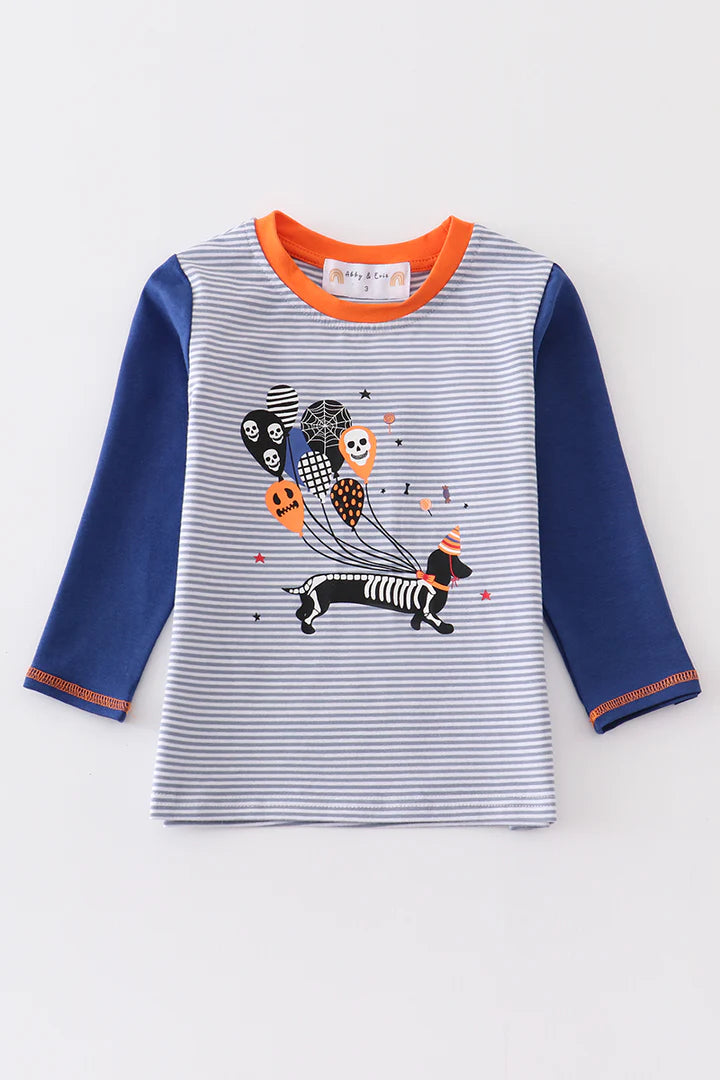 Longsleeve Halloween Striped Dog Shirt