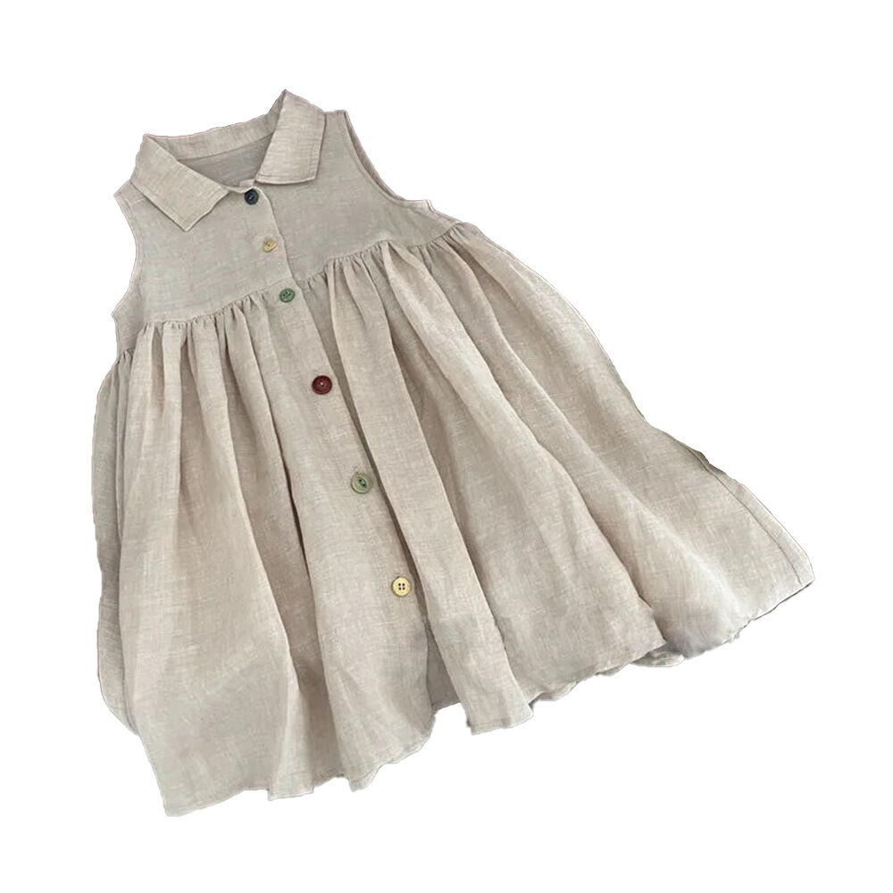 Beige Linen Toddler Dress - That's So Darling