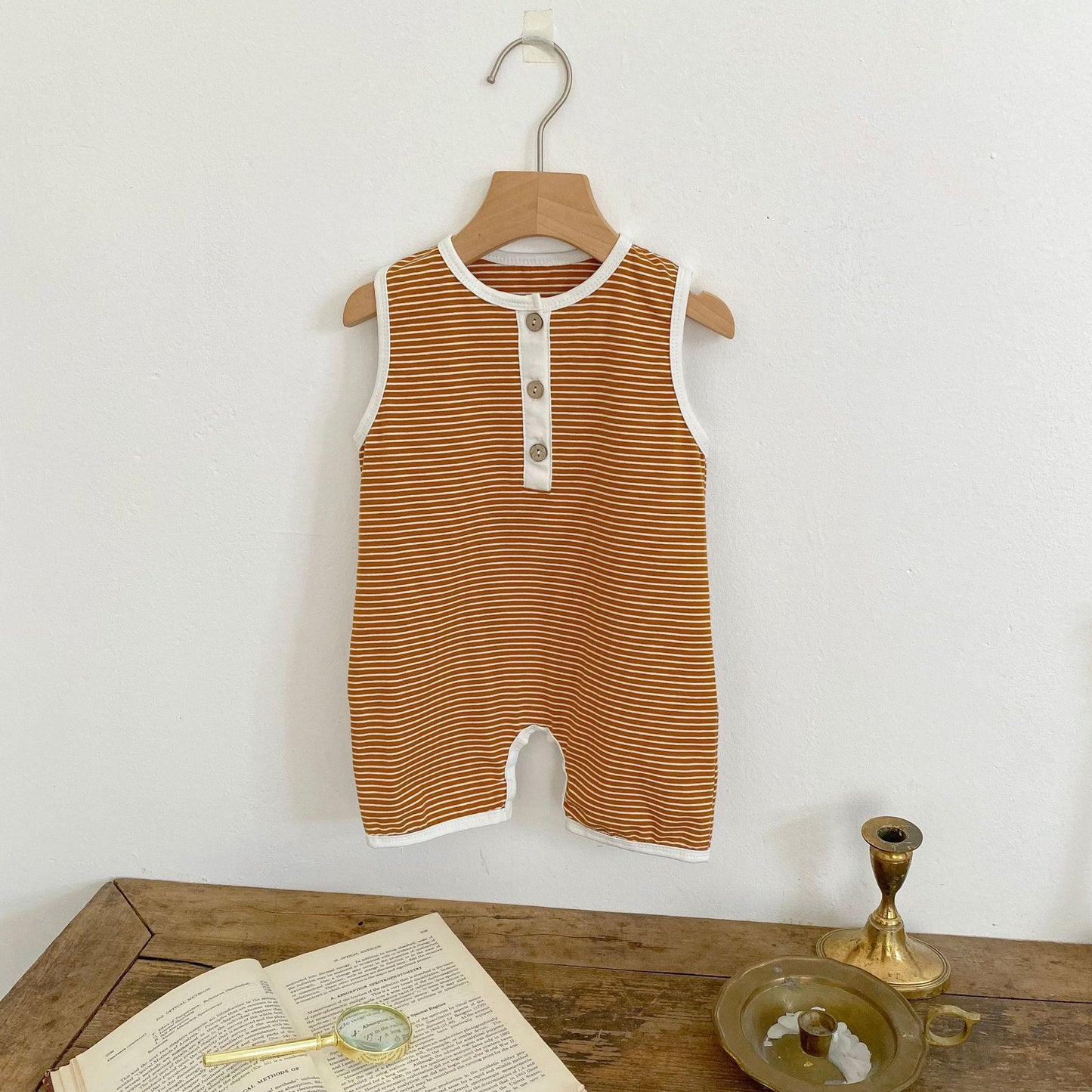Buttoned Striped Tank Romper - That's So Darling