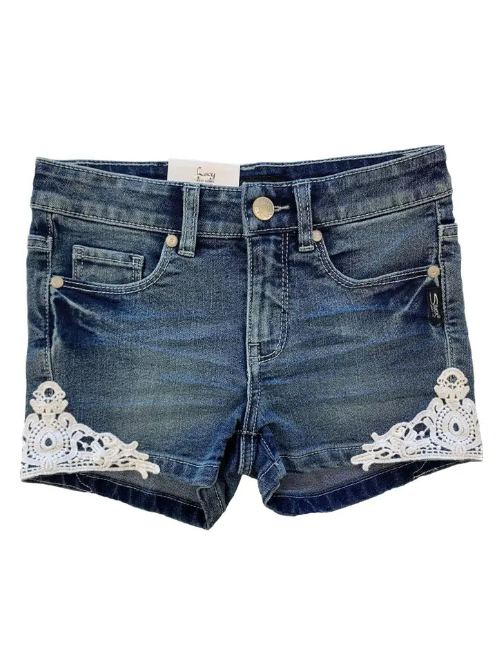 Denim Shorts with Lace Detail