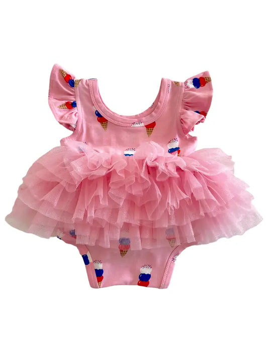 Red White Blue Ice Cream Tutu Bodysuit