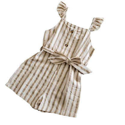 Button Striped Tie Romper - That's So Darling