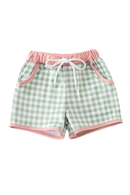 Green Plaid Swim Shorts