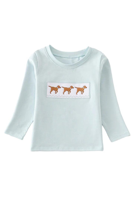 Green Dog Embroidery Top