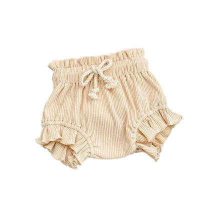 Ribbed Ruffle Shorts W/ Drawstring