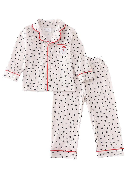 White Dot Santa Pajama Set