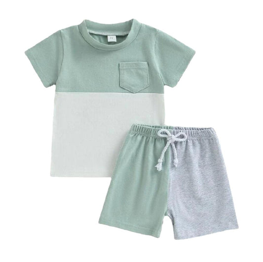 Color Blocking Tee And Shorts