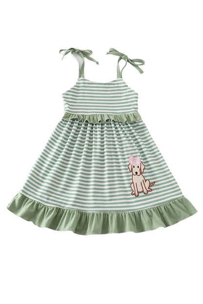 Green Dog Ruffle Dress