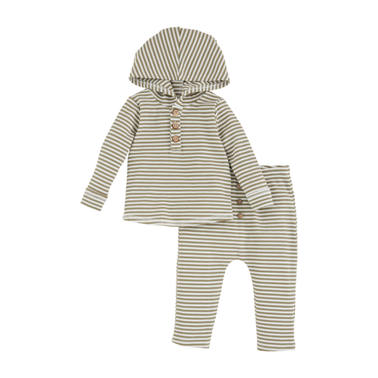 Green Striped Hoodie & Pants Set